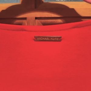 Michael Kors mixed media blouse | red | sheer | flattering | worn once